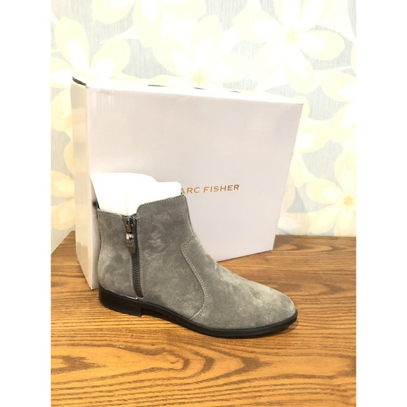 Marc Fisher Shoes - Marc Fisher Womens Rail Almond Toe Ankle Fashion Boots, Gray Suede, Size 6